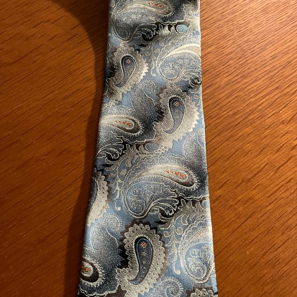 Zanetti silk tie . Blue paisley . Made in Italy . - Picture 3 of 4